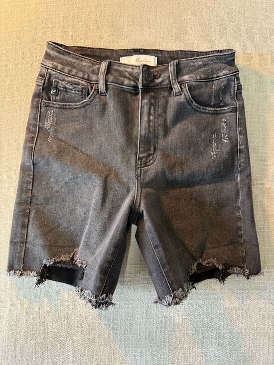 KanCan Pants - KanCan KC7168BK Distressed Black Denim Shorts Size 5/26